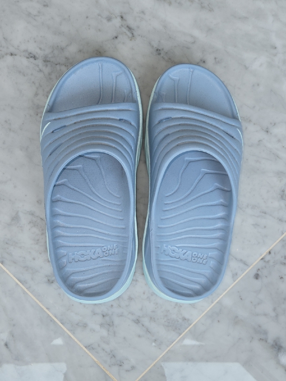 Hoka One One Sky Blue Cushioned Slide Sandals